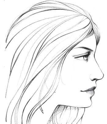 desenho de perfil da face da mulher